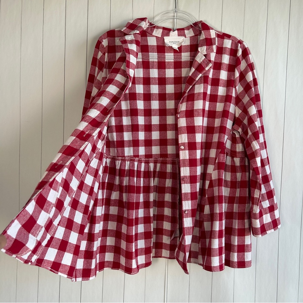 Tuckernuck Pomander Place size L Scarlett button down apple red gingham cotton - Picture 9 of 12
